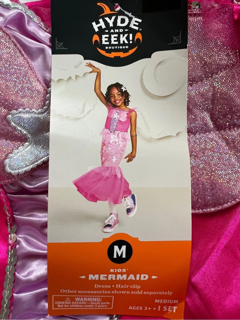 NEW Hyde & EEK! Girls Mermaid Halloween Costume Pink Shimmery Scales Medium (8)